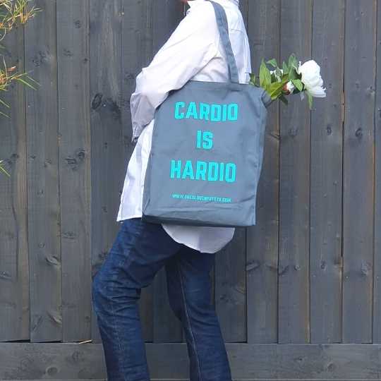 Cardio is Hardio large tote shopping bag