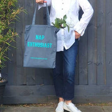 Load image into Gallery viewer, Nap Enthusiast large tote shopping bag
