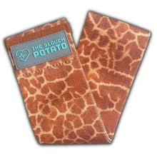 Load image into Gallery viewer, Giraffe Print short booty band folded in half on the groung
