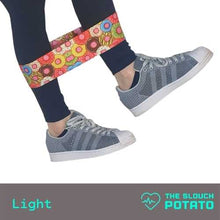 Load image into Gallery viewer, Donut food print short booty band worn around the legs
