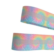 Load image into Gallery viewer, Image of the inside of the Tie Dye long body resistance band. Showing latex grip strip
